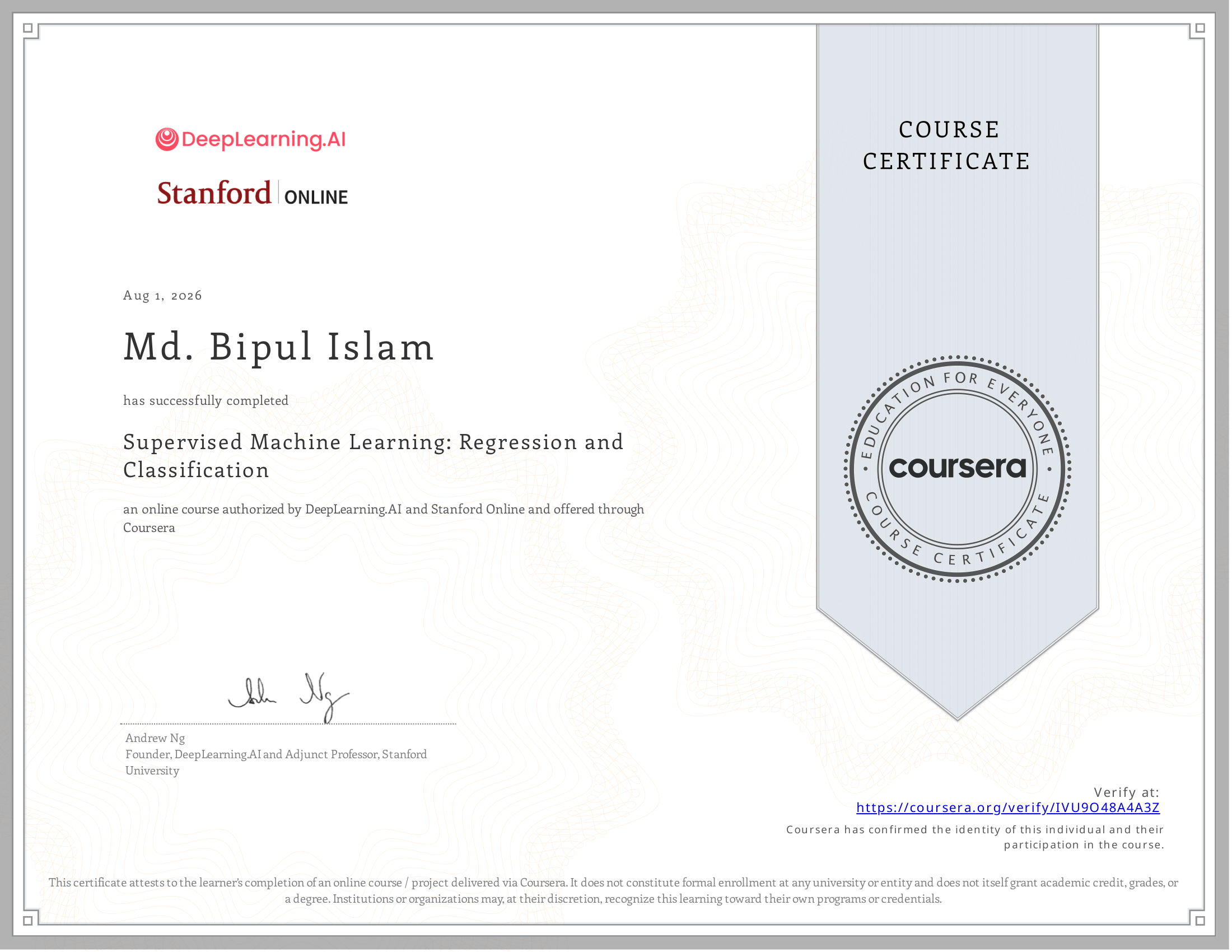 Supervised Machine Learning: Regression and Classification